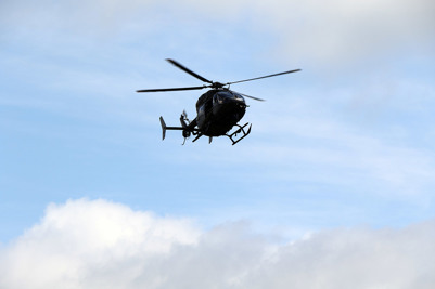Helicopter landing at event